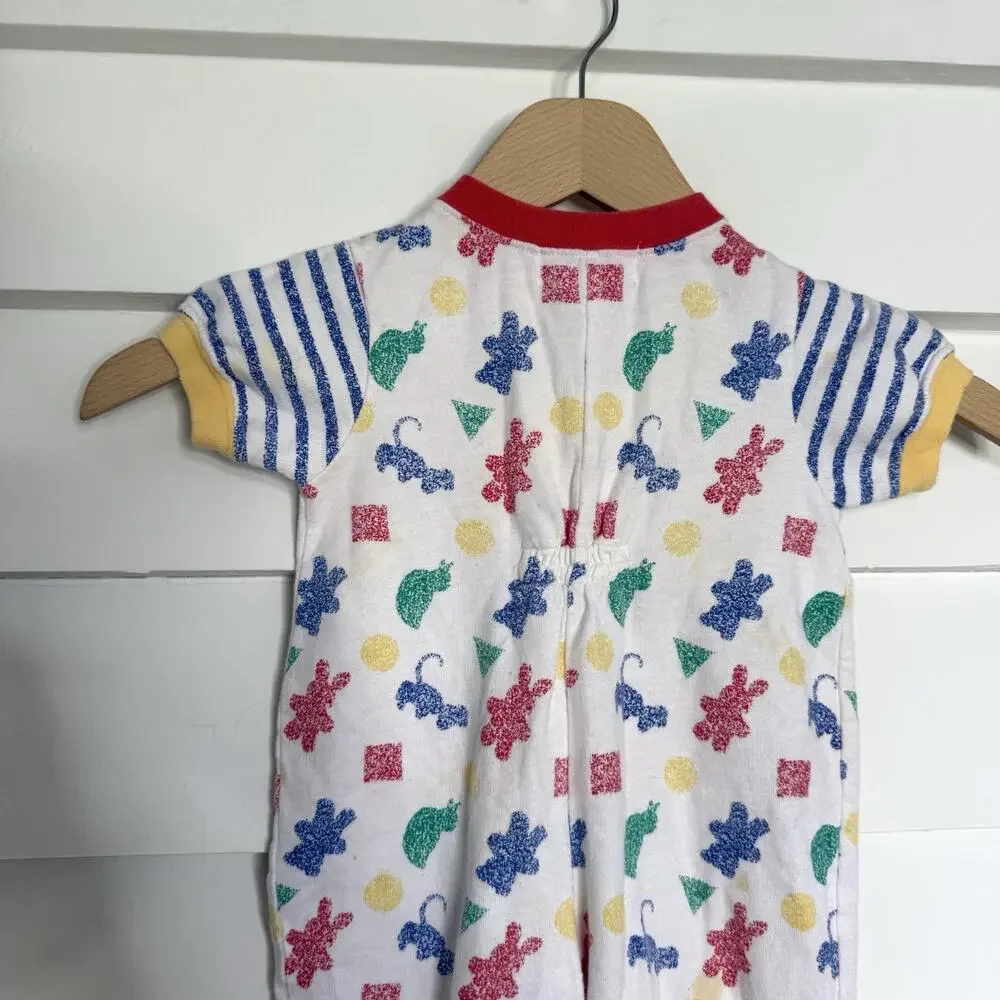 Gymboree Vintage 90's Snap Front Rainbow Animal Shape Short Slv Jumper Newborn